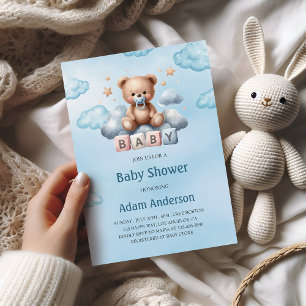 Invitación de Baby Shower de Oso de Teddy lindo -