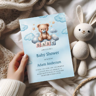 Invitación de Baby Shower de Oso de Teddy lindo -