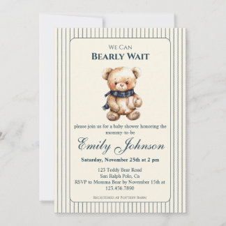 Invitación de Baby Shower de Oso del Bosque para N
