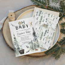 Invitación de Baby Shower de Oso del Bosque Rústic