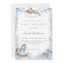 Invitación de Baby Shower de Oso Elegante para Niñ