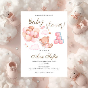 Invitación de Baby Shower de oso en español