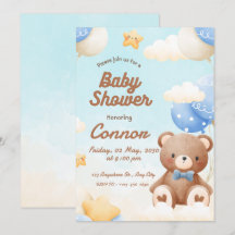 Invitación de Baby Shower de Oso Lindo Marrón