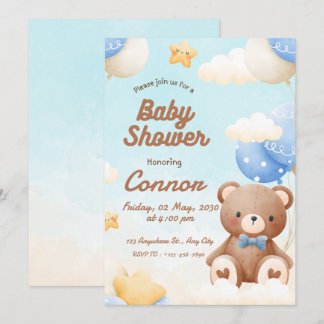 Invitación de Baby Shower de Oso Lindo Marrón