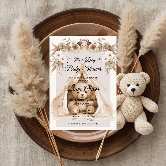 invitación de baby shower de oso niño (Subido por el creador)