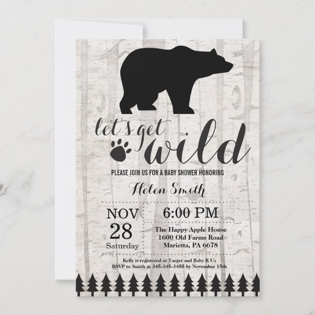 Invitación de Baby Shower de Oso Polar (Anverso)