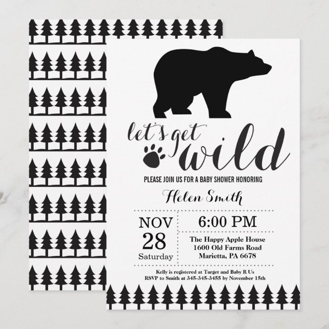 Invitación de Baby Shower de Oso Polar (Anverso / Reverso)