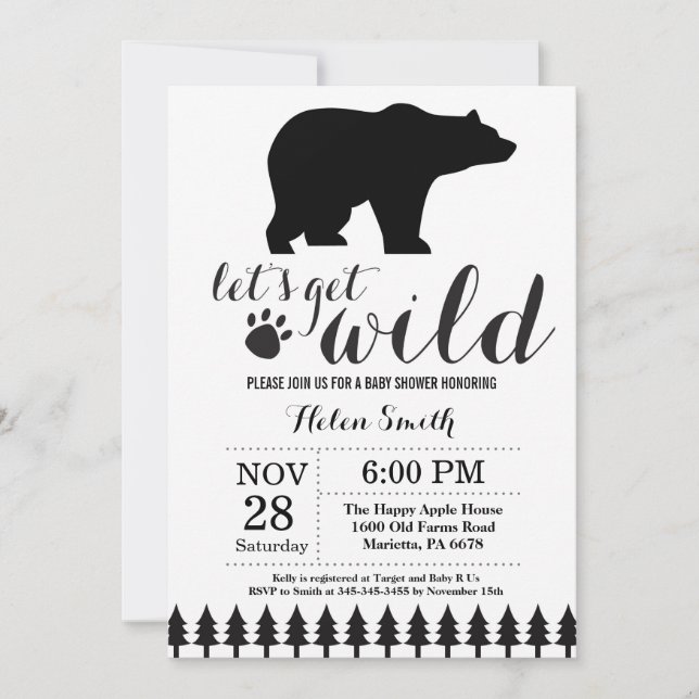Invitación de Baby Shower de Oso Polar (Anverso)