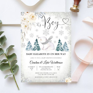 Invitación de Baby Shower de Oso Polar de Invierno