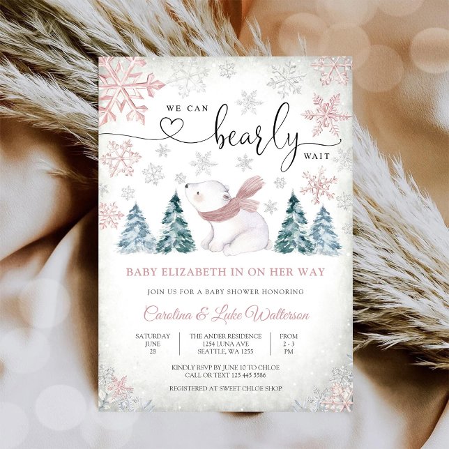 Invitación de Baby Shower de Oso Polar de Invierno (Subido por el creador)
