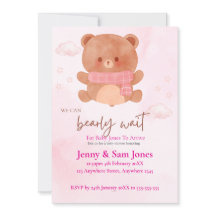 Invitación de Baby Shower de Oso Rosa | Personaliz