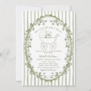 Invitación de Baby Shower de Oso Verde Salvia