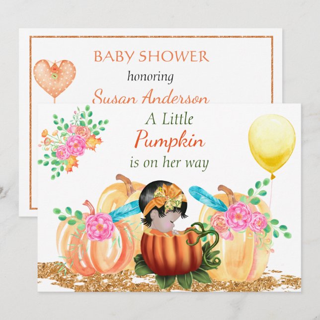 Invitación de Baby Shower de otoño (Anverso / Reverso)