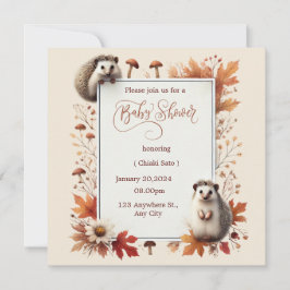 Invitación de Baby Shower de otoño a Hedgehog