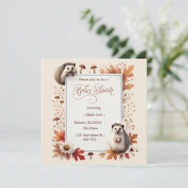 Invitación de Baby Shower de otoño a Hedgehog