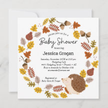 Invitación de Baby Shower de otoño a Hedgehog