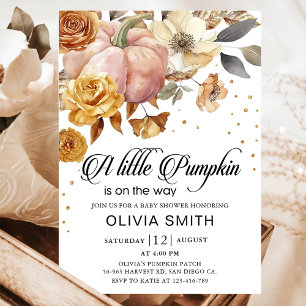 Invitación de Baby Shower de otoño a una calabaza