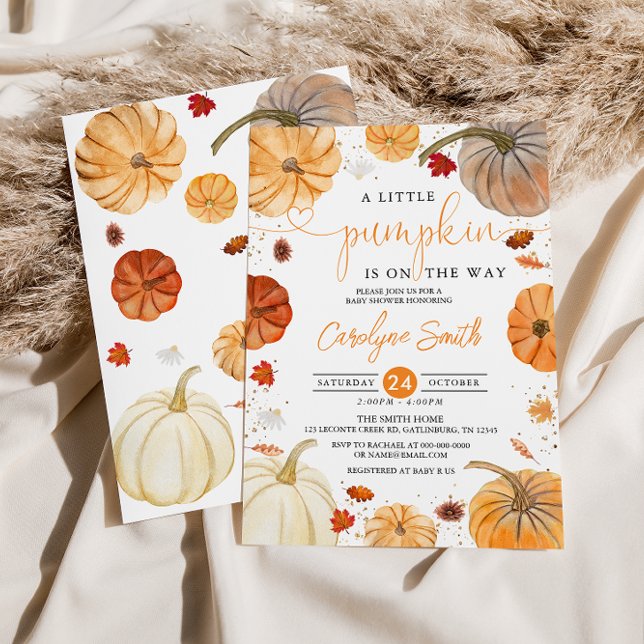 Invitación de Baby Shower de otoño a una calabaza  (Subido por el creador)