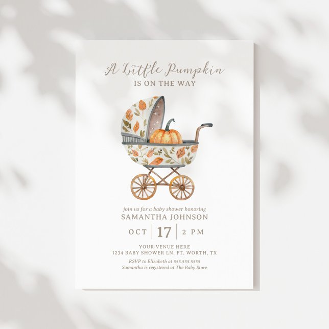 Invitación de Baby Shower de otoño a una calabaza  (Subido por el creador)