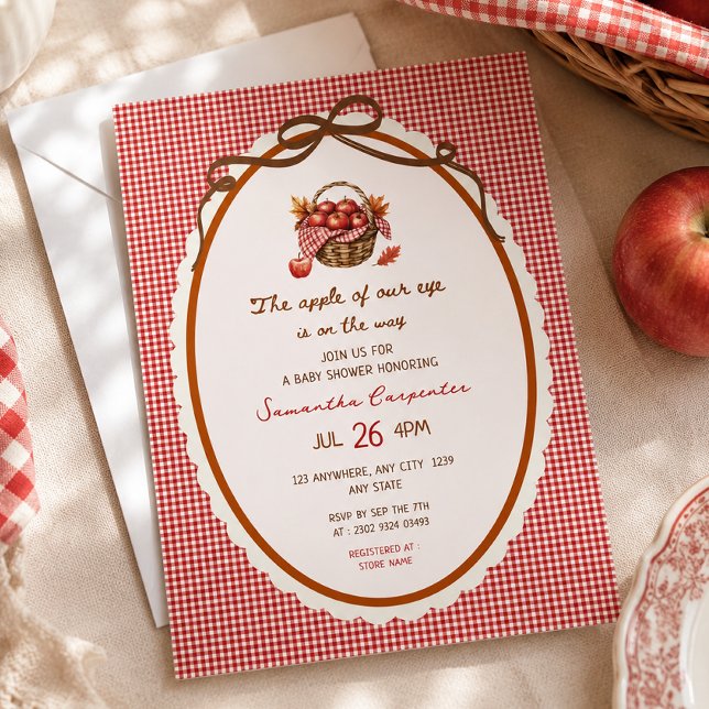 Invitación de Baby Shower de Otoño Apple Of Our Ey (Subido por el creador)