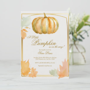 Invitación de baby shower de otoño calabaza dorada