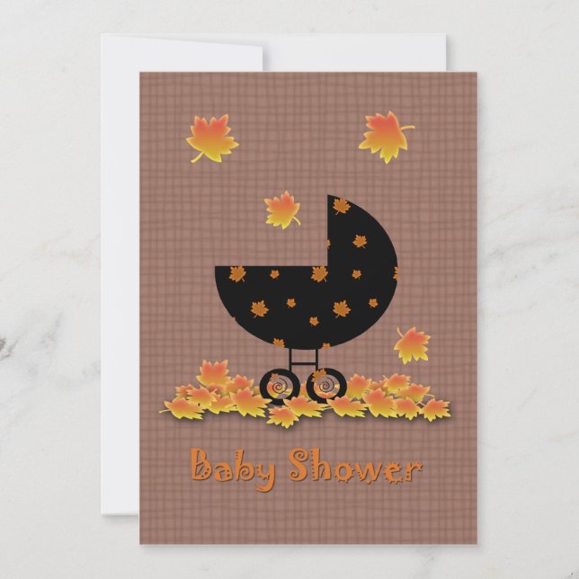 Invitación de Baby Shower de Otoño Cochecito de Be (Anverso)