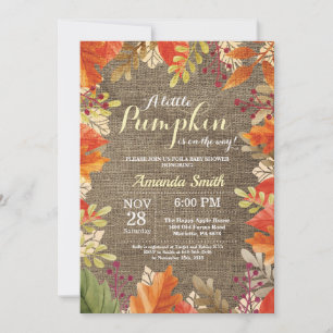 Invitación de Baby Shower de otoño con arpillera