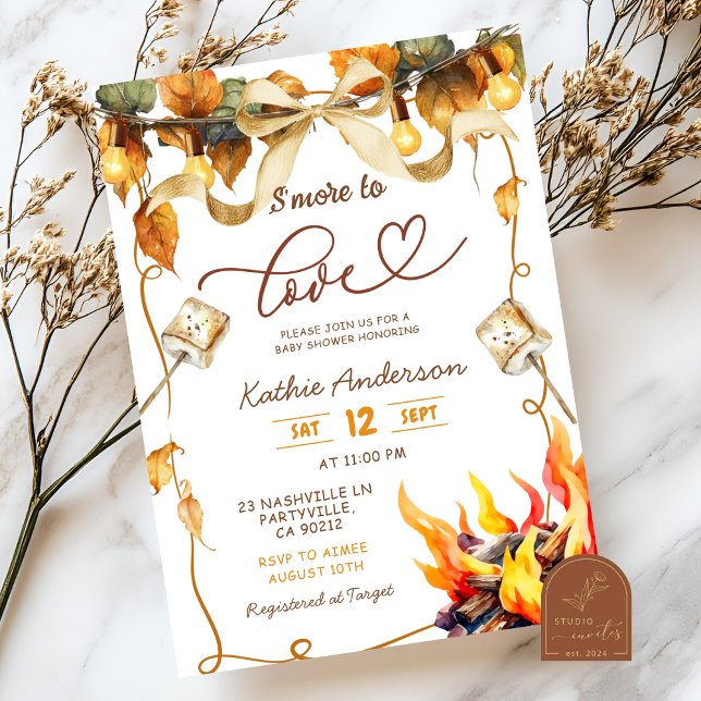 Invitación de baby shower de otoño con lazo coquet (Subido por el creador)