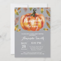 Invitación de Baby Shower de Otoño de Calabaza Gri