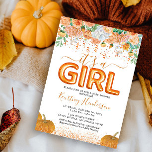 Invitación de Baby Shower de Otoño de Niña con Cal