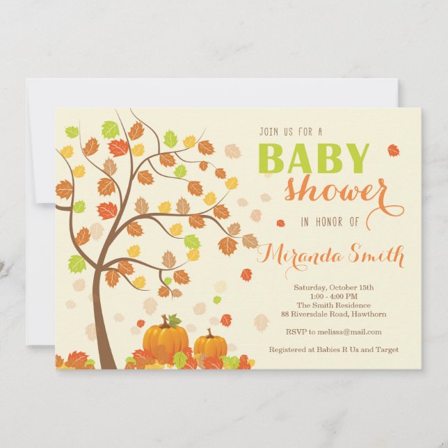 Invitación de Baby Shower de otoño/Invitación de o (Anverso)