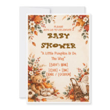 Invitación de Baby Shower de Otoño Little Pumpkin