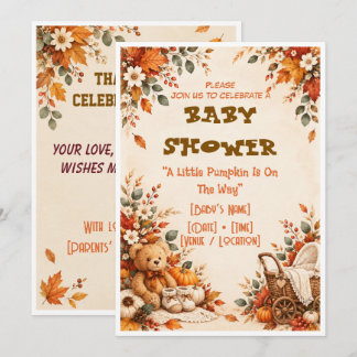 Invitación de Baby Shower de Otoño Little Pumpkin