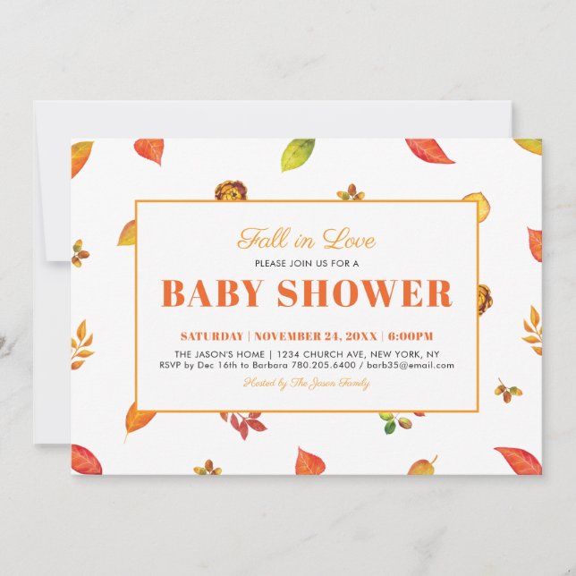 Invitación de Baby Shower de otoño/otoño moderna (Anverso)