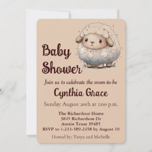 Invitación de Baby Shower de Oveja Bebé