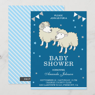 Invitación de Baby Shower de Oveja y Corderito Ado
