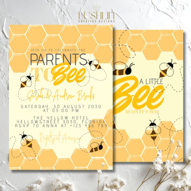 Invitación de Baby Shower de padres a Honey Comb B (Subido por el creador)