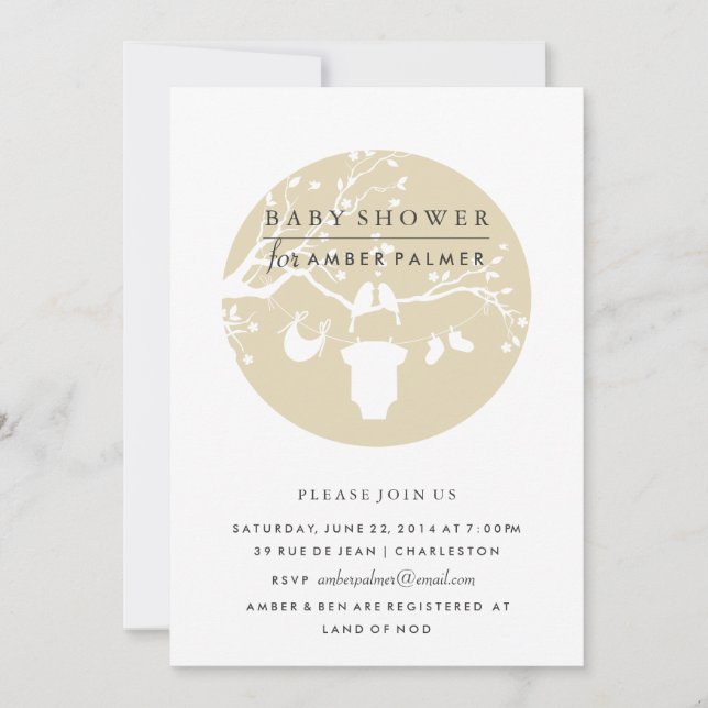 Invitación de Baby Shower de Pájaros del Amor (Anverso)
