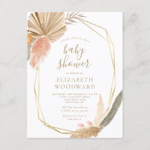 Invitación de Baby Shower de Pampas Boho Chic