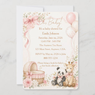 Invitación de Baby Shower de Panda y Jirafa Bebé O
