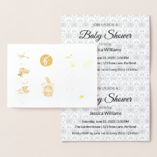Invitación de baby shower de papel de aluminio L