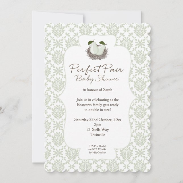 Invitación de Baby Shower de par perfecto (Anverso)