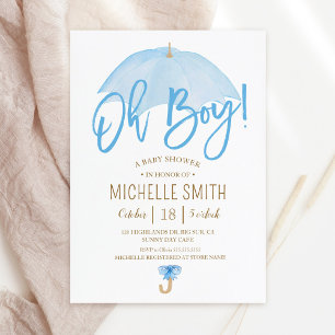 Invitación de Baby Shower de paraguas azul de amor