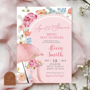 Invitación de Baby Shower de Paraguas Floral Color