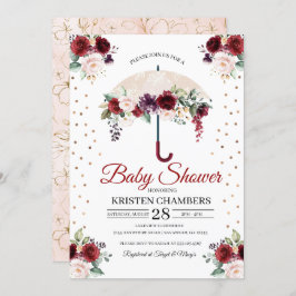 Invitación de Baby Shower de paraguas florales de 