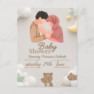 Invitación de Baby Shower de Pareja Adorable con T