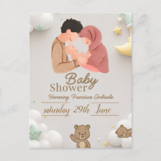 Invitación de Baby Shower de Pareja Adorable con T