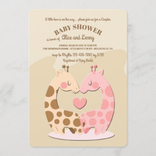 Invitación de Baby Shower de Pareja de Jirafas Lin