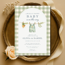 Invitación de Baby Shower de Pareja Gingham Localm