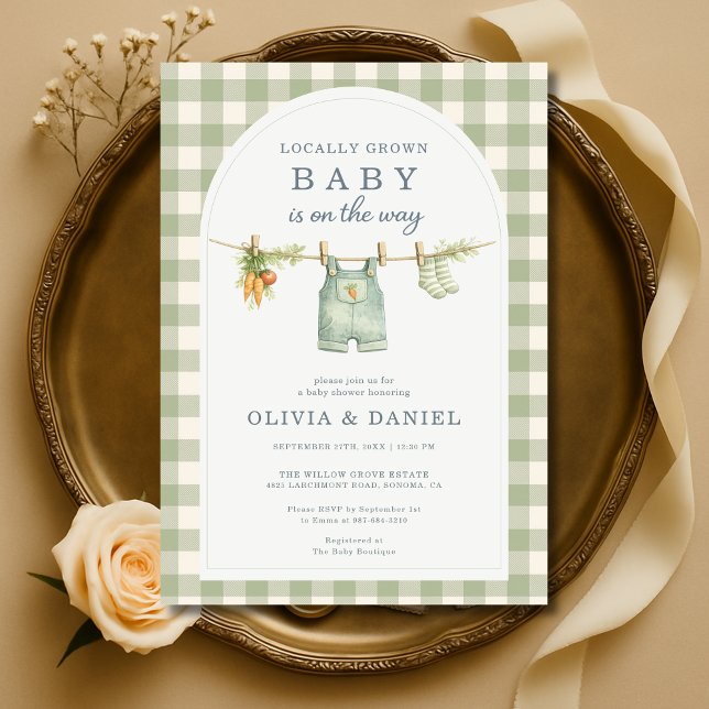 Invitación de Baby Shower de Pareja Gingham Localm (Subido por el creador)